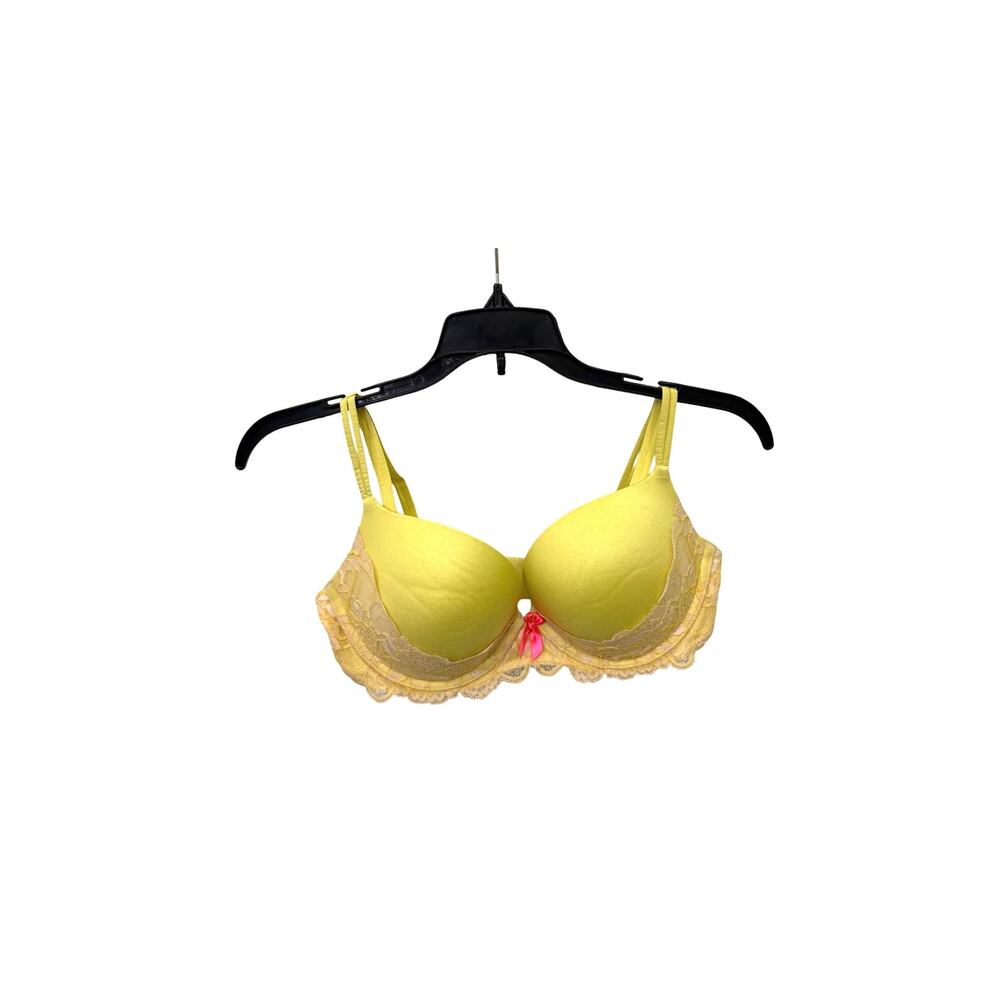 Victoria's Secret Yellow Dream Angels Lined Lace Push Up Bra Size Women's 34D